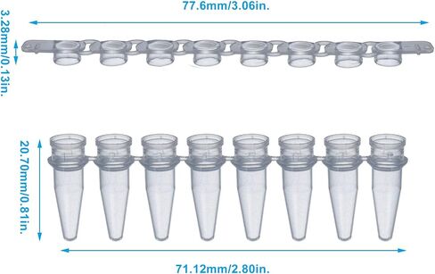 أنابيب PCR شفافة مكونة من 8 أشرطة سعة 0.1 مل، أنابيب ذات أغطية مسطحة، 125 مجموعة/حزمة، أنابيب تفاعل PCR ذات جدار رفيع للغاية، أنبوب طرد مركزي دقيق من مادة البولي بروبيلين، خالي من DNase/RNase in Kuwait