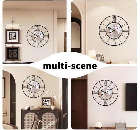 Retro Rust Wall Clock Non Ticking Large Iron Antique Hanging Clocks Vintage Innovative Classic, Silent Quartz Round Clock for Office Bedroom Living Room Decor in Saudi Arabia