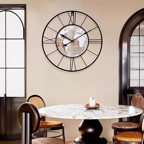Retro Rust Wall Clock Non Ticking Large Iron Antique Hanging Clocks Vintage Innovative Classic, Silent Quartz Round Clock for Office Bedroom Living Room Decor in Saudi Arabia