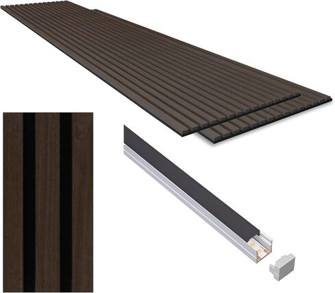 Acoustic Wood Wall Panels for Interior Wall Decor and Ceiling, 3D Wall Panels for Wall and Ceiling, Walnut 2 Pack with Customizable Plug and Play Light Kit in Saudi Arabia