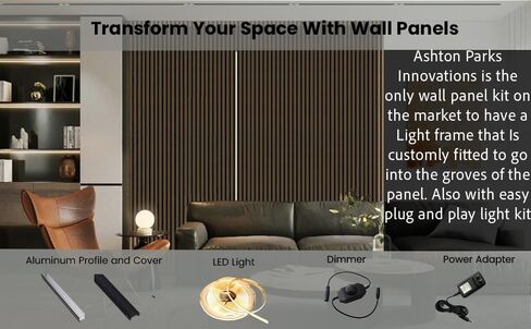 Acoustic Wood Wall Panels for Interior Wall Decor and Ceiling, 3D Wall Panels for Wall and Ceiling, Walnut 2 Pack with Customizable Plug and Play Light Kit in Saudi Arabia