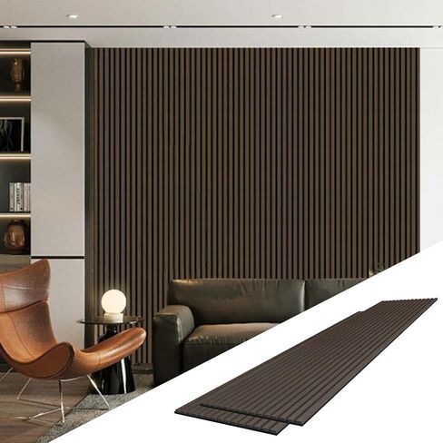 Acoustic Wood Wall Panels for Interior Wall Decor and Ceiling, 3D Wall Panels for Wall and Ceiling, Walnut 2 Pack with Customizable Plug and Play Light Kit in Saudi Arabia