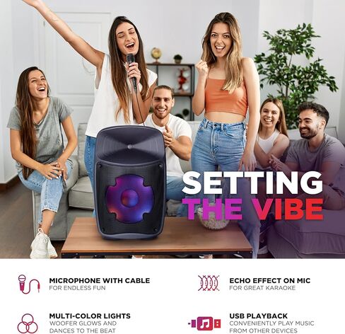 Ion Pro Glow Ultra - High-Power Bluetooth PA Speaker System with Lights, Karaoke Microphone, USB Playback, USB Charge Port, Aux In, App Control, 300W in Saudi Arabia
