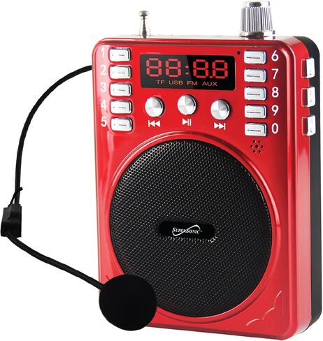 Supersonic SC-1443BT Lightweight Bluetooth Portable PA System Voice Amplifier Built-in BT Receiver, LED Display, FM, USB/SD/AUX Input Karaoke Jack, Mic, Recording & Repeat (SC-1443BT Blue) in Saudi Arabia