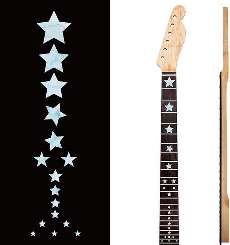 PLIGREAT 2 Pcs Guitar Decor Stickers Guitar Neck Sticker DIY Guitar Decor Removable Stars Decals for Acoustic Guitar Decoration Musical Guitar Bass Musical Instrument Shop Supplies in Saudi Arabia