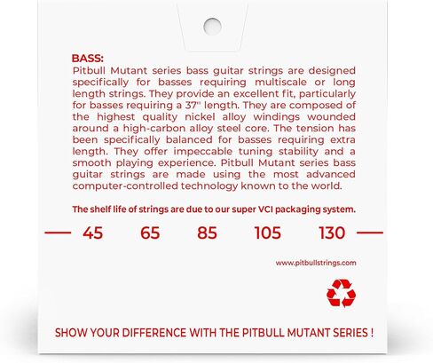 Pitbull Extra Long Scale Multi Scale Bass Guitar Strings Mutant Series (MEB 4 45-105 Light) in Kuwait