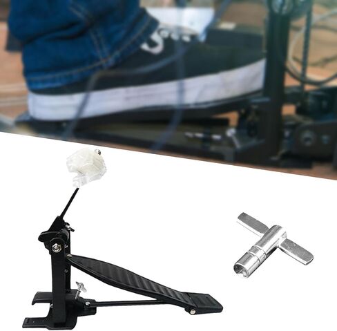 Bass Drum Pedal Professional Aluminum Alloy Portable Single Foot Kick Kick Drum Pedal for Performance Electronic Drums, Black in Kuwait