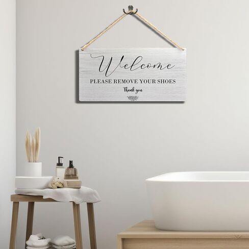 Please Remove Your Shoes Sign, Since Little Hands Touch Our Floor Wood Signs Wall Hanging, Shoes Off Sign for Front Door, Please Take Your Shoes Off Sign, 10.2x7.8 Inches Wall Pediments in Saudi Arabia