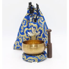 Tibetan Hand Hammered Singing Bowl - 3.5 Inch Diameter - For Meditation, Yoga, Sound Therapy, Spiritual Healing, Prayer, Mind and Body Relaxation (3.5") (SKY BLUE)