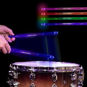 H&M Sound Mart Rechargeable LED Light Up Drumsticks - 15 Dynamic Colors, Enhanced Sound, Smart Power Saving, Durable Design, Perfect Drummer Gifts - Light Up Drum Sticks for Kids and Adults