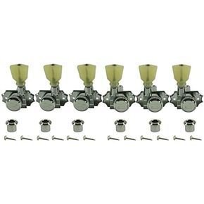 Kluson Revolution Tuners 3x3 No Collar Locking Pearloid button Chrome KEDPNCL3-C