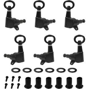 6Pcs Yootones Guitar Tuning Peg Tuning Pegs Locking Machine Heads 3L3R Compatible with Acoustic Electric Guitar Accessory (Black)