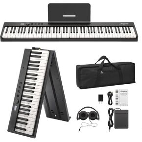 GAOMON Folding Piano Keyboard,Portable Piano Keyboard 88 Keys for Beginner,Full Size Digital Piano with Piano Stand,Sustain Pedal,Headphones, Handbag, Bluetooth, USB MIDI for Beginner,Kids,Adult