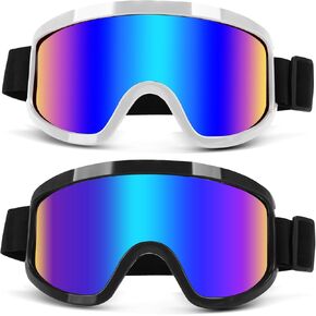 Motorcycle Goggles, Dirt Bike Goggles, 2 Pack ATV Goggles Riding Goggles Ski Goggles UTV Helmet Goggles Offroad Goggles UV400 (Colorful+Clear)