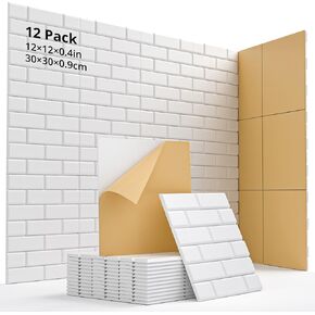 12 Pack Acoustic Foam Panels 12"X12"X0.4" Soundproof Foam Wall Decoration Sound Deadening Panels High-Density Soundproof Wall Panels, Sound Absorbing Panel for Home & Offices(White)
