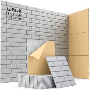 12 Pack Acoustic Foam Panels 12"X12"X0.4" Soundproof Foam Wall Decoration Sound Deadening Panels High-Density Soundproof Wall Panels, Sound Absorbing Panel for Home & Offices(White)