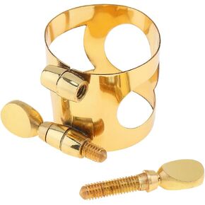 OriGlam Alto Sax Mouthpiece Ligature, Gold Plated Double Screws Alto Saxophone Mouthpiece Ligature, Brass Alto Saxophone Ligature Sax Ligature for Alto Saxophone