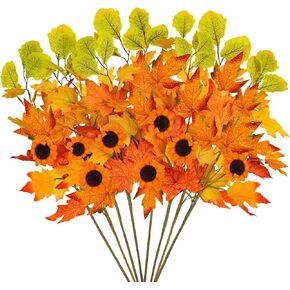 8 Pcs Artificial Fall Eucalyptus Stems, 27.5" Long Faux Fall Leaves Stems with Berries Silk Autumn Eucalyptus Branches Fall Decoration for Home Office Table Centerpieces Wedding Party