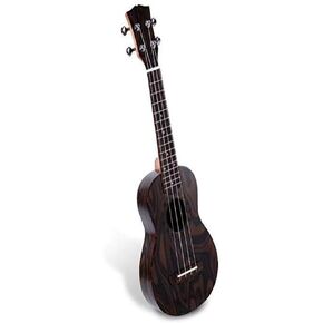 Pyle Solid Wood Mahogany Soprano Ukulele - Professional Instrument with Flamed Brown Body, Black Walnut Fingerboard and Bridge - Pyle Pro PUKT55
