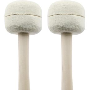 2Pcs Bass Drum Mallets 14" Length Wool Felt Drum Mallets Bass Drum Sticks Percussion Sticks Anti-slip Bass for Drums, Beige