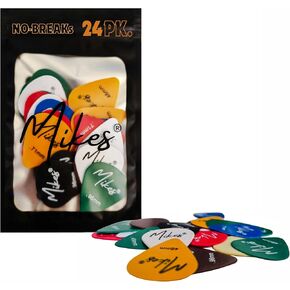 Mikes™ Unbreakable Premium Picks - Resealable - 24 Pack - Thin, Medium & Heavy - .46mm .71mm & .96mm - Assorted Solid Colors Ideal for Guitar Mandolin Banjo