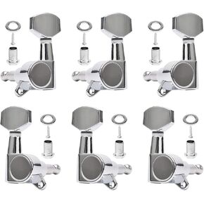 JIUWU Full Closed Guitar String Tuning Pegs Tuner Machine Heads Knobs Tuning Keys for Electric Guitar Part Replacement(3L+3R, Silver)