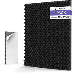 Starfavor 1 Pack Acoustic Panels,48"x24"x2"Egg Crate Sound Proof Foam Panels for Walls,High Density Soundproof Wall Panels,Fireproof Noise Cancelling Sound Dampening Panels,Sound Absorbing for Studio