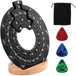 Circle of Fifths Wheel Metal Melody Tool Aluminum Alloy Chord Wheel with Stand Holder, Chord Wheel Musical Instrument Music Theory Learning Tool for Musicians Songwriting(COLOR:Black)