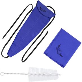 Sax/Saxophone Cleaning Cloth, Durable Saxophone Sax Cleaning Cloth Tool for Tube Inside Clean,1 Cleaning Cloth Swab,1 Mouthpieces Brush(Blue)