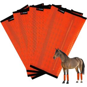 FOXLVDA Horse Fly Boots for Horses Set of 4, Comfortable Horse Leggings, Breathable Plastic Mesh Design, with Side Stabilizers, Horse Supplies for Reduce Stomping, Hoof Damage & Leg Fatigue (Blue)