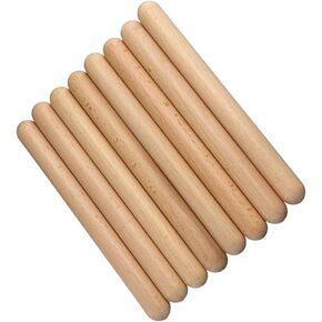 4 Pairs Classical Wood Claves Musical Percussion Instrument, 8 Inch Natural Hardwood Sticks Wooden Rhythm Sticks for Student, Musicians
