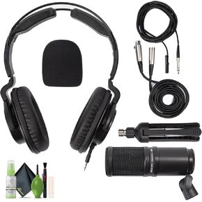 مجموعة ميكروفون بودكاست ZDM-1 من Zoom، ميكروفون ديناميكي للبودكاست، سماعات ZHP-1، حامل ثلاثي TPS-4، واقي أمامي، كابل XLR بطول 2 متر، لتسجيل وبث الملفات الصوتية + مجموعة تنظيف (عبوة من قطعتين)