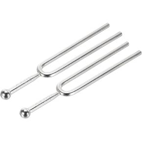 MECCANIXITY 2pcs Tuning Fork, Standard a 440 Hz Tuner Tone Tool for Musical Instruments Violin Guitar Tuner Device, Silver