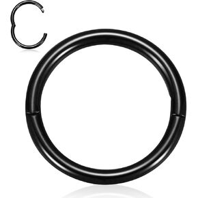 Titanium Nose Hoop Ring Half Closure New Secure Hook Hinged Segment Ring Seamless Clicker Ring 18G 16G Septum Daith Conch Cartilage Helix Rook Tragus Piercing Unisex Sleeper Earring (2024 UPDATE)