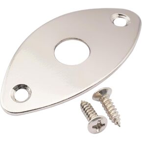 Musiclily Pro Steel Curved Oval Guitar Jack Plate Football Style Output Input Jackplate for Electric Guitar Bass, Black