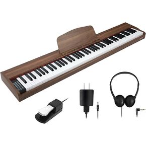 Piano Keyboard Semi Weighted for Beginners, 88 Keys Digital Electronic Music Professional Piano with Microphone, Sustain Pedal, Double Bluetooth, USB MIDI Interface and Power Adaptor