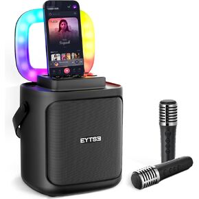 Karaoke Machine for Adults Kids, Karaoke Speaker with 2 Wireless Microphones, Portable Wireless Karaoke with LED Light, Supports TF Card/USB/AUX-in/Wireless for Home Outdoor Party