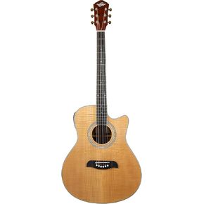 Oscar Schmidt OA10CE Mini Auditorium Acoustic-Electric Guitar - Spalted Maple Bundle with Gig Bag, Cable, Tuner, Strap, Picks, Instructional Book, DVD, and Polishing Cloth