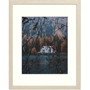 Frametory, 16x20 Picture Frame with Mat for 11x14 Picture- - Country Rustic Style - High Definition Glass Wide Molding - Preinstalled Wall Mounting Hardware (Rustic White, 1 Pack)