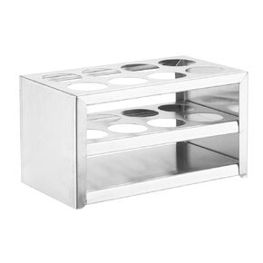 PATIKIL 10 Holes Test Tube Rack, 30mm Round Hole 304 Stainless Steel Test Tube Holder Stand Suitable for 50ml Test Tube for Laboratory Scientific Experiments, Silver Tone