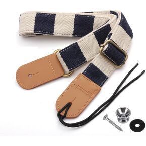 Premium Ukulele Strap, New Ukulele Straps & Leather Ends Shoulder Strap Suitable for Soprano Concert Tenor Baritone String Instruments -Navy