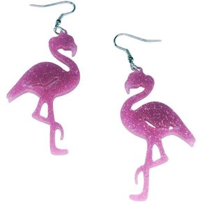 Cute Pink Acrylic Flamingo Earrings for Women,Bohemian Style Flamingos Drop Dangle Earrings,Hawaiian Accessories Trendy Holiday Ear Ornaments for Girls,Boho Tropical Bird Vacation Style Jewelry