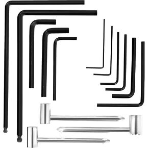 14PCS Guitar Truss Rod Allen Wrench Set, Include 6.35mm 7mm 8mm Pocket Truss Rod Hex Box Wrench and 4mm 5mm Lengthened Ball End Truss Rod Wrench for Guitar Bass Neck Bridge Nut Screw Adjustment