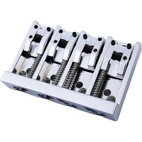 Guyker Guitar Bass Bridge - A-Style Bass Bridge 4 String .656" .687" .718" .750" .787".687" String Spacing Adjustment, Chrome