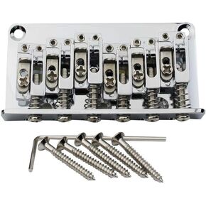 Guyker Guitar Hardtail Bridge with 10.5mm Zinc Saddles with Mounting Screws and Wrench Replacement Part for 12 String Tele Modern Type Electric Guitar