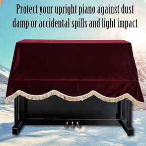 Washable Colorfast Durable Upright Piano Dust Cover, Piano Dust Cover, for Piano(red)