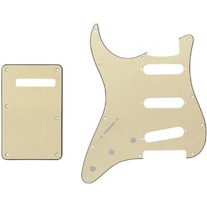 Lefty ST/Strat Style SSS Pickguard Left Handed Scratch Plate Trem Cover Back Plate for USA/Mexican Fender Standard ST Aged White