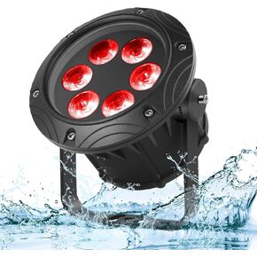 LED Par Lights Waterproof Stage Lights, DMX Sound Activated Control RGBW 6LED Uplighting for Outdoor Concert Club Music Show Garden Wedding Church Party (1 Pack)