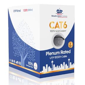 Cat6 Plenum Cable 1000ft | 550MHz, 23AWG, 4Pair UTP 1 GB | 100% Solid Copper Cat6 Cable | Fluke Test Passed | Premium CAT 6 Ethernet Cables (White)
