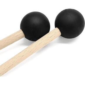 6Pcs Percussion Mallet 15 Inch Rubber Bell Mallets Wood Handle Glockenspiel Mallets Drum Mallet for Drum Xylophone Marimba Bell, Black